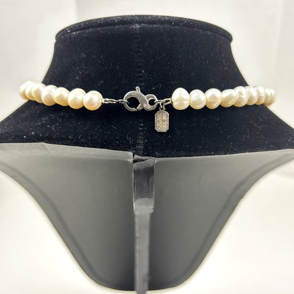 Suzanne Kalan  Sterling Silver .925 U.S.A Pearl Jet Bead Necklace 15" in Length - Picture 5 of 9